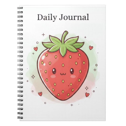 Sweet Strawberry Daily Journal ノートブック (正面)