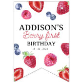 Sweet Strawberry First 1st Birthday Photo バンティングフラッグ (第1の旗)