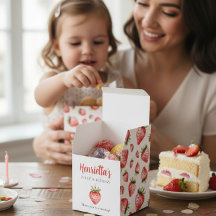 Sweet Strawberry First Birthday Favor Box