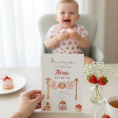 Sweet Strawberry First Birthday Outfit Clothesline 招待状