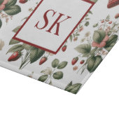 Sweet Strawberry & Floral Pattern Custom Monogram カッティングボード (角)
