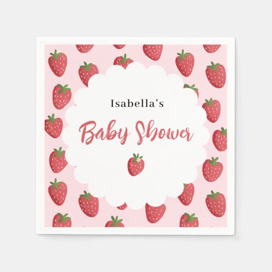 Sweet Strawberry Personalized Baby Shower スタンダードカクテルナプキン (正面)