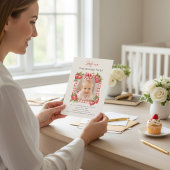 Sweet Strawberry Photo Card First Birthday 招待状