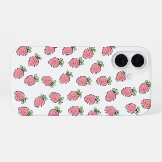 Sweet Strawberry Print iPhone 16ケース (裏面横)