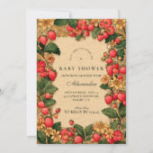 Sweet Strawberry Storybook Baby Shower 招待状 (正面)