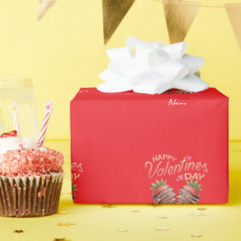 Sweet Strawberry Valentine's Day Personalized  ラッピングペーパー
