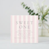 Sweet Stripes first birthday pink invite 招待状 (スタンド正面)