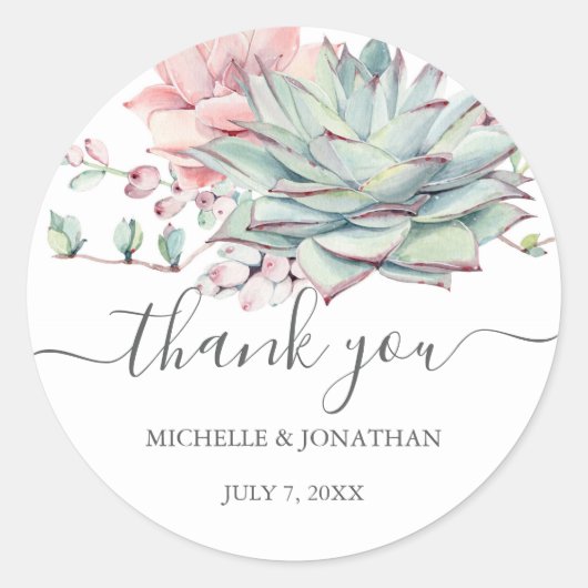 Sweet Succulent結婚's Thanks You Favy Stickers ラウンドシール (正面)