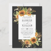 Sweet Sunflowers Rustic Elegant QR Code Wedding 招待状 (正面)