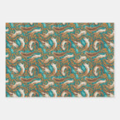 Sweet Swimming Otters in Teal and Orange Gouache ラッピングペーパーシート (正面2)