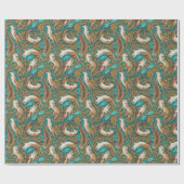 Sweet Swimming Otters in Teal and Orange Gouache ラッピングペーパー (フラット)