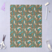 Sweet Swimming Otters in Teal and Orange Gouache 薄葉紙 (クラフト)