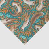 Sweet Swimming Otters in Teal and Orange Gouache 薄葉紙 (詳細)
