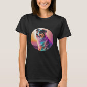 Sweet Synthwave Australian Shepherd with 80s Twist Tシャツ (正面)