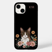 Sweet Tabby Cat with Flowers  Case-Mate iPhoneケース (裏面)