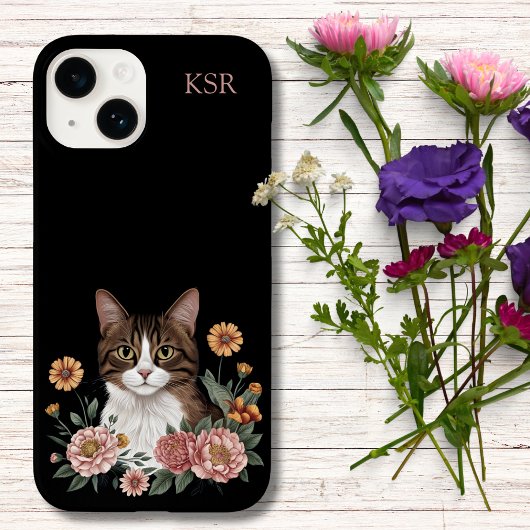 Sweet Tabby Cat with Flowers  Case-Mate iPhoneケース