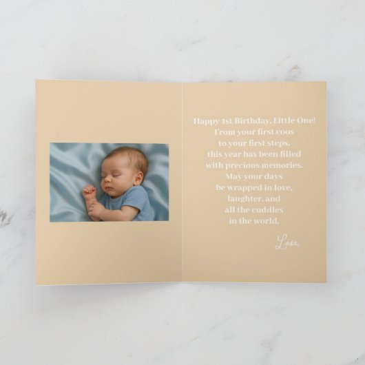 Sweet Teddy 1st Birthday Wishes カード (内部)