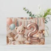 Sweet Teddy Bear 2歳の誕生日パーティー 招待状 (スタンド正面)