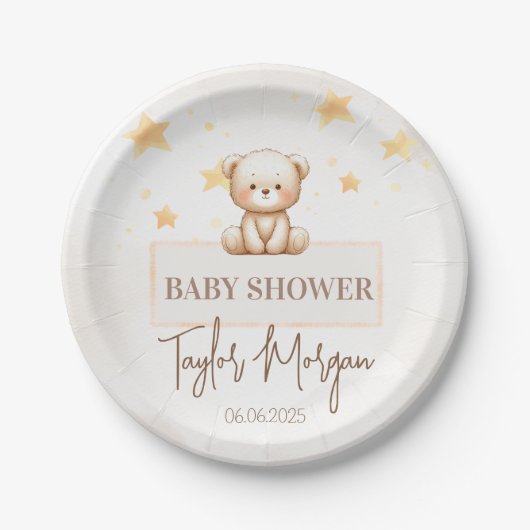 Sweet Teddy Bear Baby Shower ペーパープレート (正面)