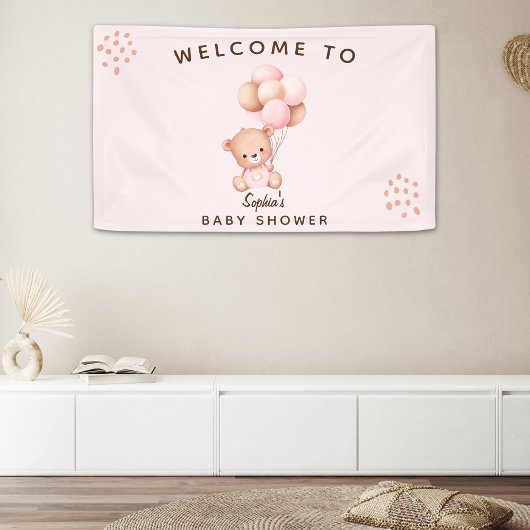 Sweet Teddy Bear Baby Shower for Girls 横断幕