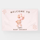 Sweet Teddy Bear Baby Shower for Girls 横断幕 (横)