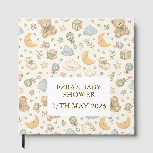 Sweet Teddy Bear Baby Shower Guest Book | 男女兼用 ゲストブック (正面)