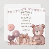 Sweet Teddy Bear Baby Shower Invitation 招待状 (正面/裏面)