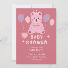 Sweet Teddy Bear Baby Shower Invitation 招待状