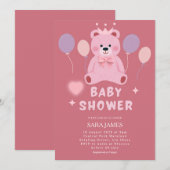 Sweet Teddy Bear Baby Shower Invitation 招待状 (正面/裏面)