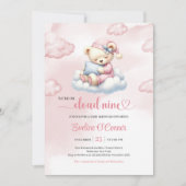 Sweet Teddy Bear Baby Shower Invite Cloud 9 Theme 招待状 (正面)