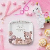 Sweet Teddy Bear Baby Shower Party Plate ペーパープレート (パーティー)