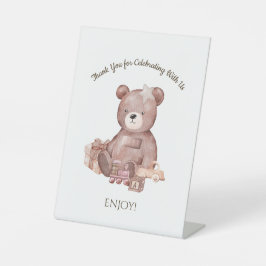 Sweet Teddy Bear Baby Shower Pedestal Sign 台座サイン