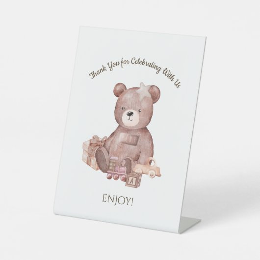 Sweet Teddy Bear Baby Shower Pedestal Sign 台座サイン (正面)
