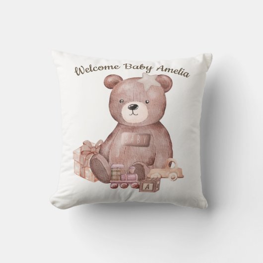 Sweet Teddy Bear Baby Shower Pillow クッション (正面)