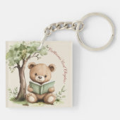 Sweet Teddy Bear Book Lover Baby Shower Party キーホルダー (裏面)