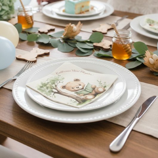 Sweet Teddy Bear Book Lover Baby Shower Party  スタンダードカクテルナプキン