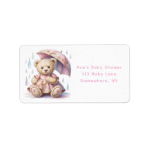 Sweet Teddy Bear Girl ベビーシャワー案内状