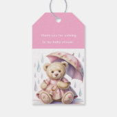 Sweet Teddy Bear Girl Baby Shower ギフトタグ (裏面)