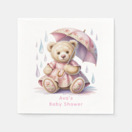 Sweet Teddy Bear Girl Baby Shower スタンダードカクテルナプキン