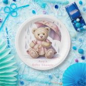 Sweet Teddy Bear Girl Baby Shower ペーパープレート (パーティー)