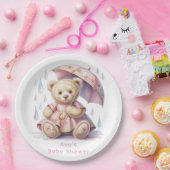 Sweet Teddy Bear Girl Baby Shower ペーパープレート (パーティー)