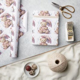 Sweet Teddy Bear Girl Baby Shower Favor ラッピングペーパー