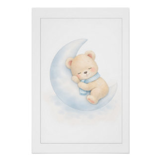 Sweet Teddy Bear Illustration – Premium Nursery Wa ポスター