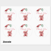 Sweet Teddy Bear Pink Baby Shower Thank You ラウンドシール (シート)