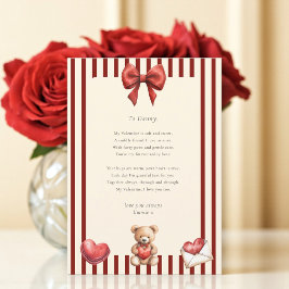Sweet Teddy Bear Valentine Love Letter Poem card  招待状