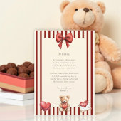 Sweet Teddy Bear Valentine Love Letter Poem card  招待状