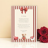 Sweet Teddy Bear Valentine Love Letter Poem card  招待状