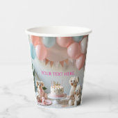 Sweet Teddy Bears Balloons Birthday or Baby Shower 紙コップ (正面)