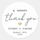 Sweet Thank You結婚式の引き出物タイプライター&スクリプト ラウンドシール (正面)