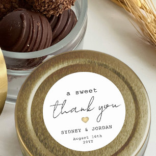Sweet Thank You結婚式の引き出物タイプライター&スクリプト ラウンドシール